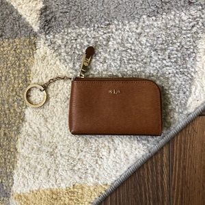 Ralph Lauren Epi Brown Leather Card or Key Holder